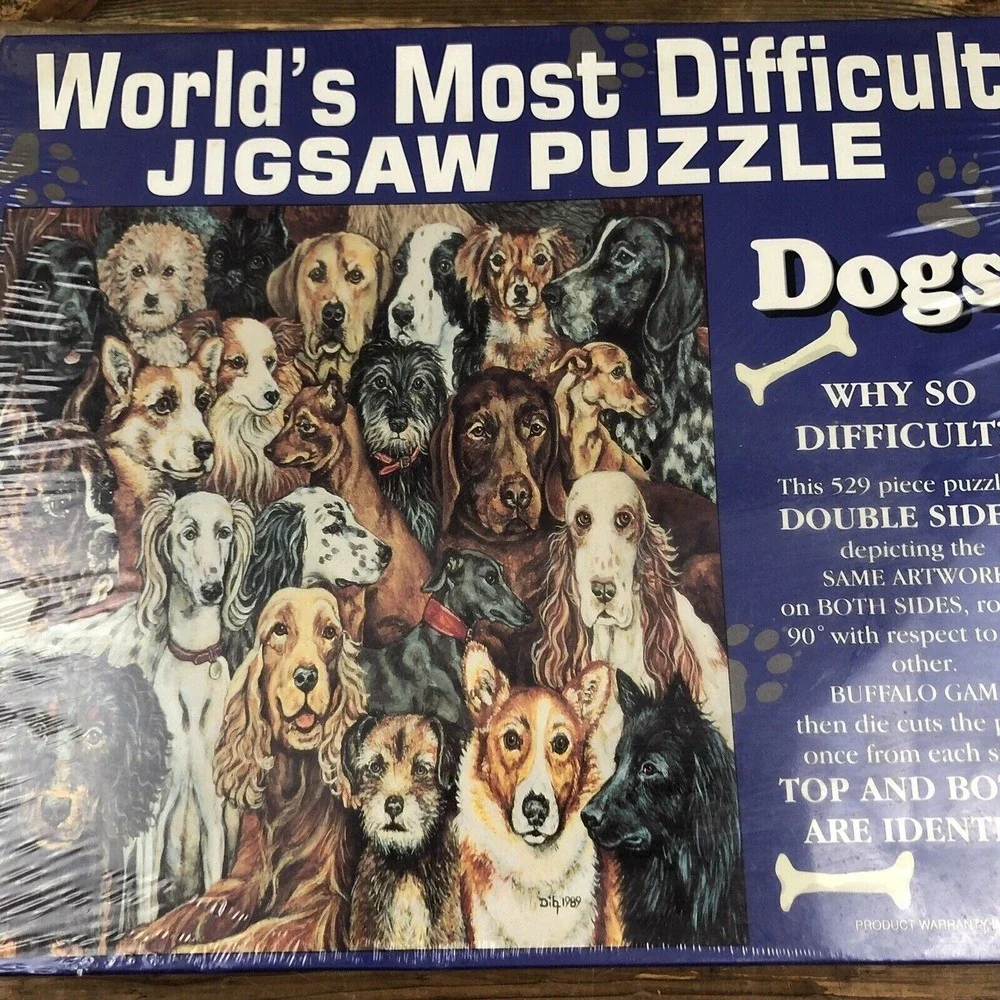 World's Most Difficult Jigsaw Puzzle 529 Pieces Double Sided Dogs Edition‎ NEW